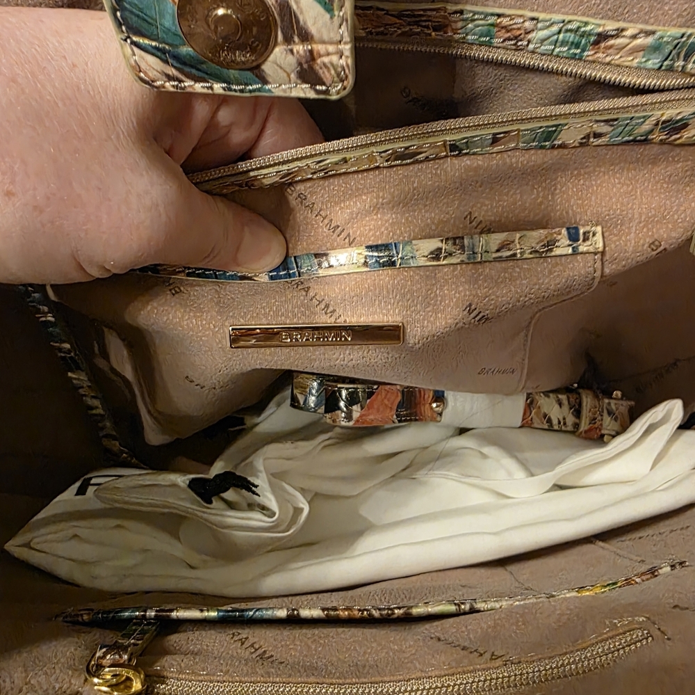 Brahmin Mira Botanica Croc-embossed Leather Market Tote Multi $365 - Picture 12 of 14